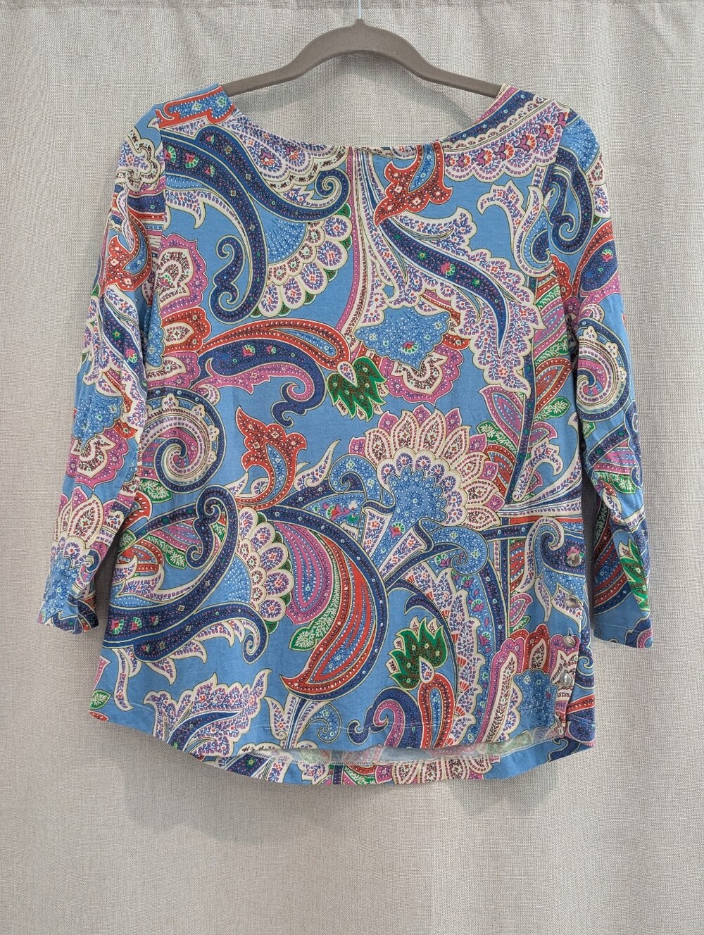 Lauren Ralph Lauren Paisley Print Blouse XL Boho Cotton Modal Top